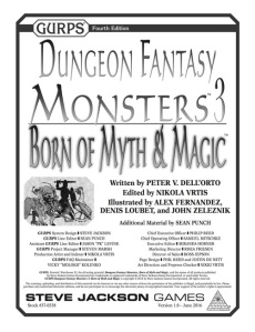 Cover Page of GURPS Dungeon Fantasy Monsters 3 - Born of Myth & Magic